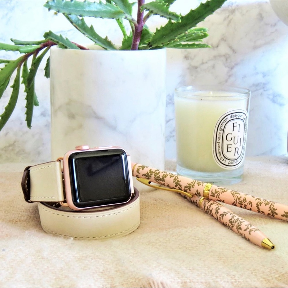 GOLD Black Apple Watch Band Strap Leather New